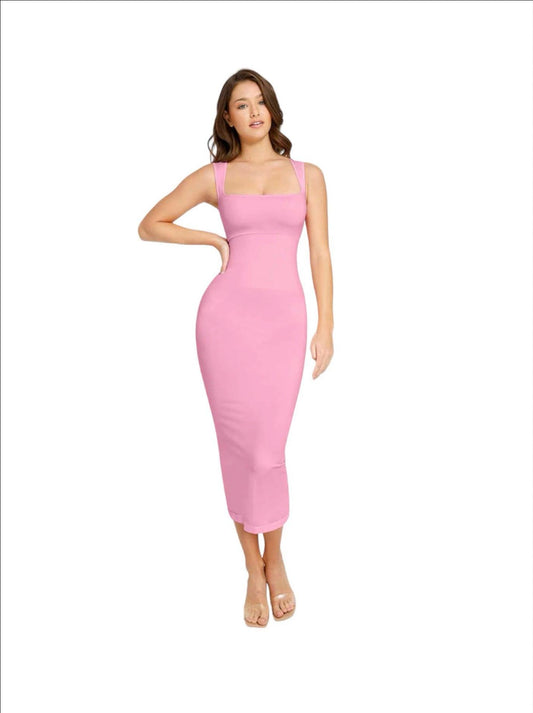 Robe rose moulante sans couture effet gainant